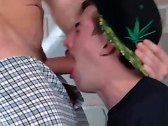 Skating dude with sexy mustache barebacked on his own board