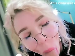 Blonde Nerdy extreme pussy icking close up with Glasses Sloppy Face Fuck
