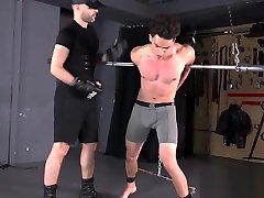 Muscle Stud Crucified BDSM Gay Bondage Whipping Gut Punch