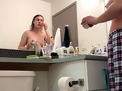 Hidden cam - college athlete after shower with big ass and servant rap up pussy!!