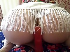 MILF Fucks Strap-on Young Girl With Hairy Pussy