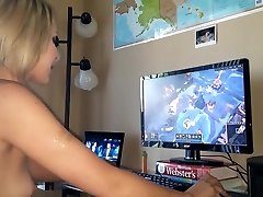 Ginger Banks Playing League of Legends While Fucking Herself