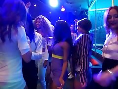 Sinfully rich babes of force fucking house maid licking their pussies in public