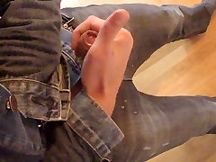 Huge Cumshot - Masturbation in Only Jeans and Levi&039;s Jacket