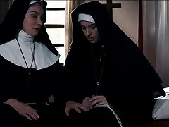 Nun babes enjoy foreplay after stripping