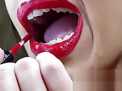 100 Natural bust moom Lipped skinny wife applying long lasting red lipstick, sucking and deepthroating my cock untill she receives a creamy reward - couplesdelight