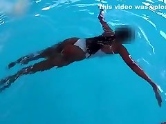 See-through White Swimsuit In Public Pool