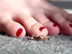 Giantess Punishes Tinies Close up HQ SweetieFeetie Red Nails Feet