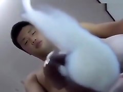 Japanese Gay student hand job