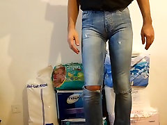 treyci melani in tight jeans with diaper under