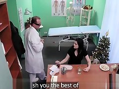 Doctor fucks brunette in an office