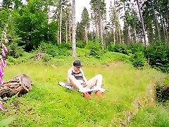 Random hiker catches masturbating girl in public facefuck and anal fuck her