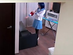 Czech cosplay teen - pussy luck in wash ironing. Voyeur porn video