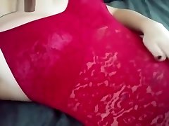 Young teen in sexy red hot hentai maturbating plays with her wet pussy