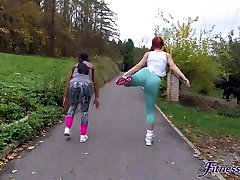 Interracial lesbians sweaty gym sex