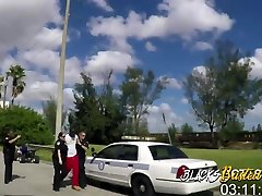 Bad driver is apprehended and taken to horny milf cops spot