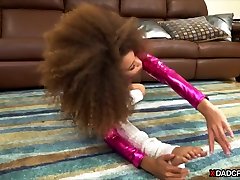 Ebony stepdaughters flashy sexy entrance leads to sex