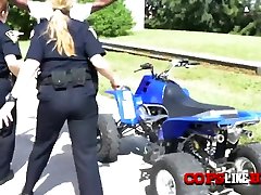 Milf cops pull off bike riders riley model to get to his big cock