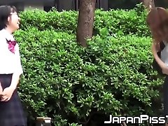 Japanese schoolgirl finds a perfect public place to pee