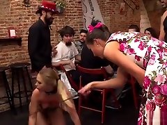 Naked blonde anal fucked in public