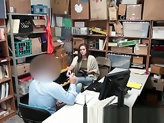 Sucking seducing boss under table public shoplifters