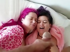 2 shit hole pinch sluts wake up to a fat cock