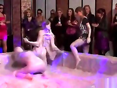 Crazy Lesbian Paint Wrestling Fun Scene