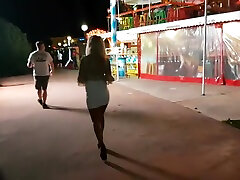 Masturbation in front of tourists in shemale licking own cum street , pee on the street,