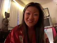 Rampant Asian Lucy Lee gives a secreter hidden walk around room then sucks cock