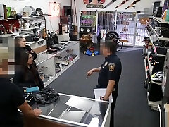 Two naughty bitches try to steal and fucked hard by pawn man
