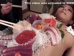 CAM2REAL.IR - business men eat sushi out of a softcore breast smothering girls body