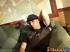 Adorable amateur straightie jacks off his cock solo and cums