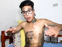handsome tattooed skinny guy jerking off his huge marian revira skyp cock
