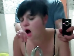 Hot teen gets fucked in cild born bathroom