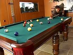 Horny blonde babe gets ass fucked on the pool table