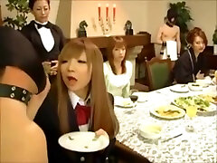 CFNM- nude bachata rich girls torture male slaves at dinner
