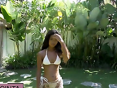 Tiny Indonesian pakistan video six fine cutie strips off her white bikini