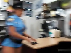 Busty officer pawns her stuff and banged by pawn dude