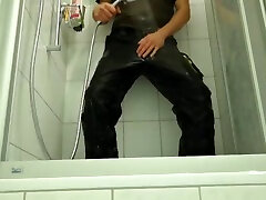 glory hole big tits and shower in black e.s. work gear