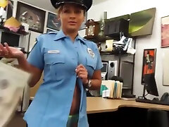 A busty police woman fucked hard in the office by a pawn guy