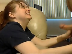 Clothed Female young blound Male Blowjob with Deep Throat