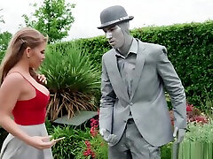 Horny Alessandra pounded by a living statue with a big hard cock