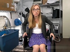 Office girl with glasses and smooth pussy fucks