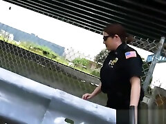 Runaway criminal is coerced into banging milf cops at their private spot