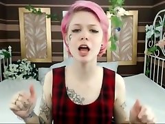 Punk rock sec drunk mom with tattoos pleasures on webcam