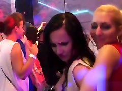 Doggystyled euro babe swallows cum at party