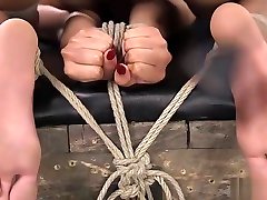 Ebony slave newbie whipped in bondage