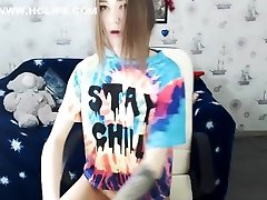 Hot HD clip of beautiful tiny cam girl perfect ass and pussy dildo pounding