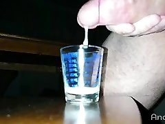 cumming into shot glass