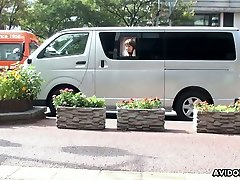Japanese slut Kei Mizushima gets her pussy slammed hard in the van